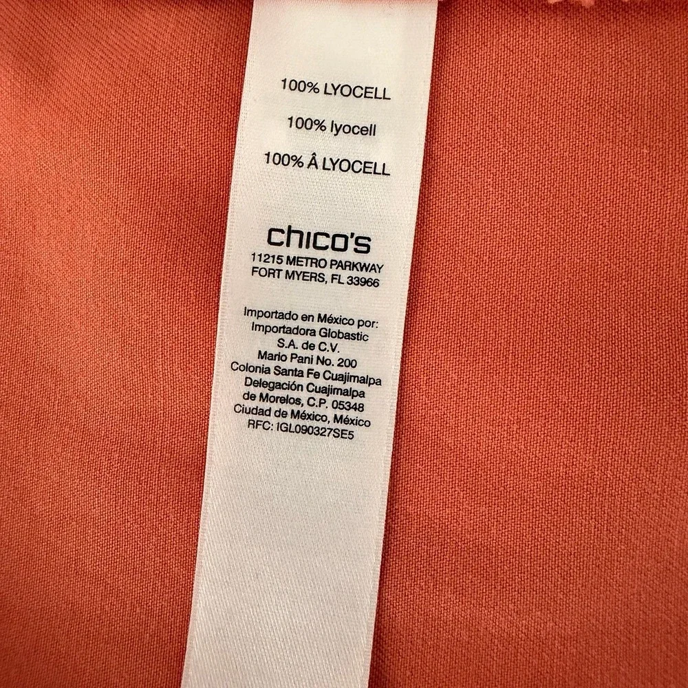 Chico's Jacket 1 Women's Medium Orange Open-Front Roll-Tab‎ 3/4 Sleeve